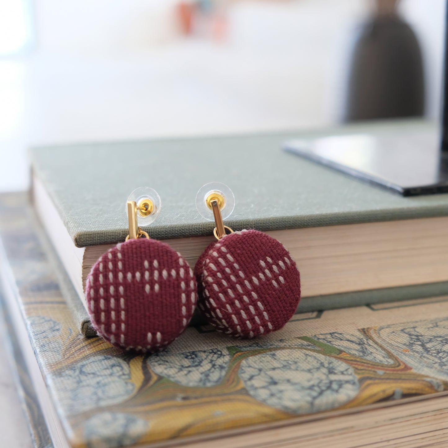 MARIKIT UPCYCLED WEAVE EARRINGS NEUTRALS