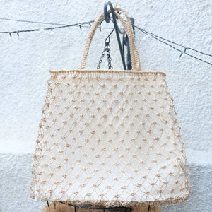 MACRAME ABACA BAG WITH CANVAS LINING