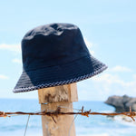 Load image into Gallery viewer, REVERSIBLE BUCKET HAT WITH UPCYCLED BLACK YAKAN
