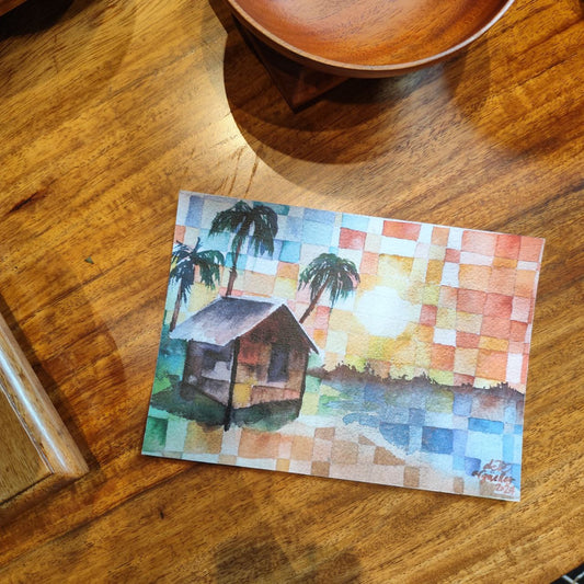 BAHAY KUBO - WATERCOLOR PAINTING POSTCARD