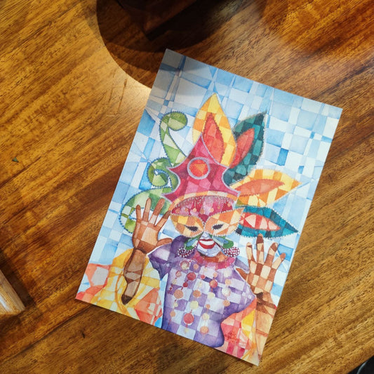 MASSKARA - WATERCOLOR PAINTING POSTCARD