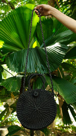 Load image into Gallery viewer, Maia Black Abaca Round Abaca Bag
